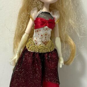 Elegant Red and Gold Doll with Blonde Hair